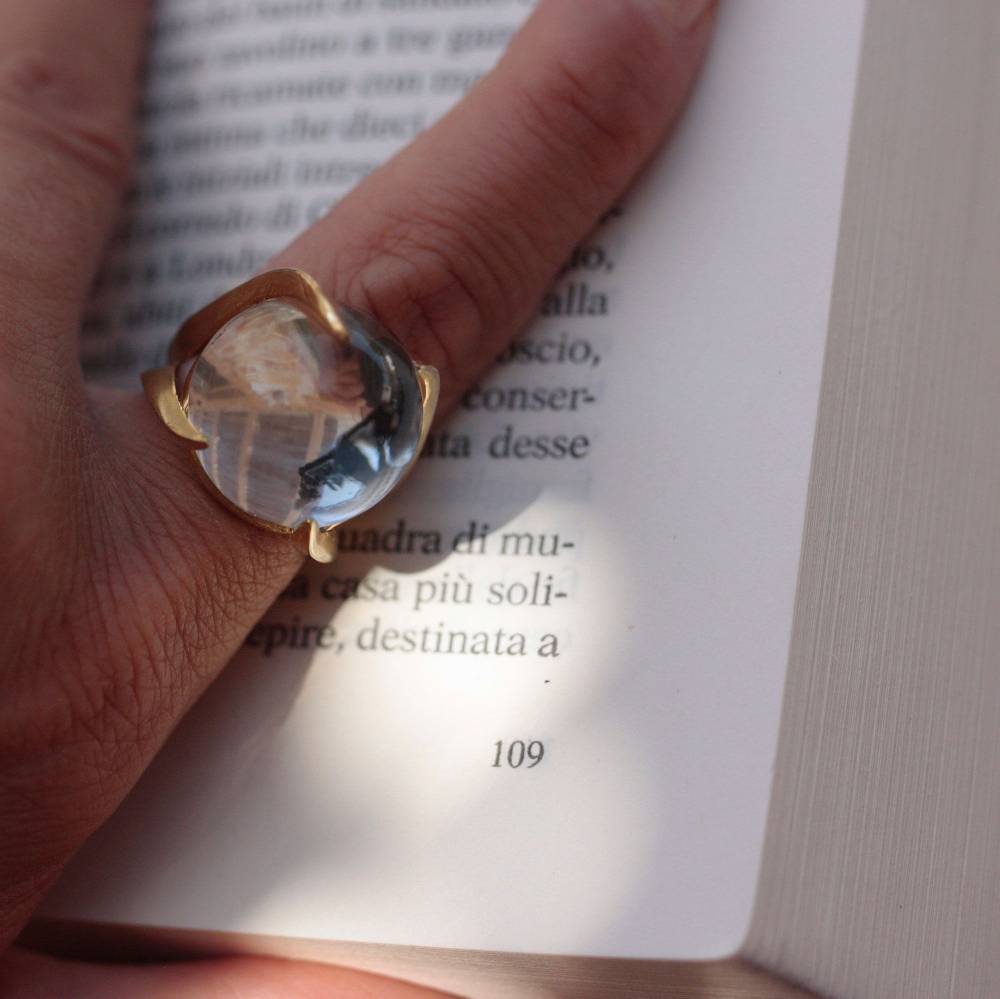 Paola Grande Gioielli SOLIS Anello 'Solis' In Bronzo Con Cristallo Di Rocca