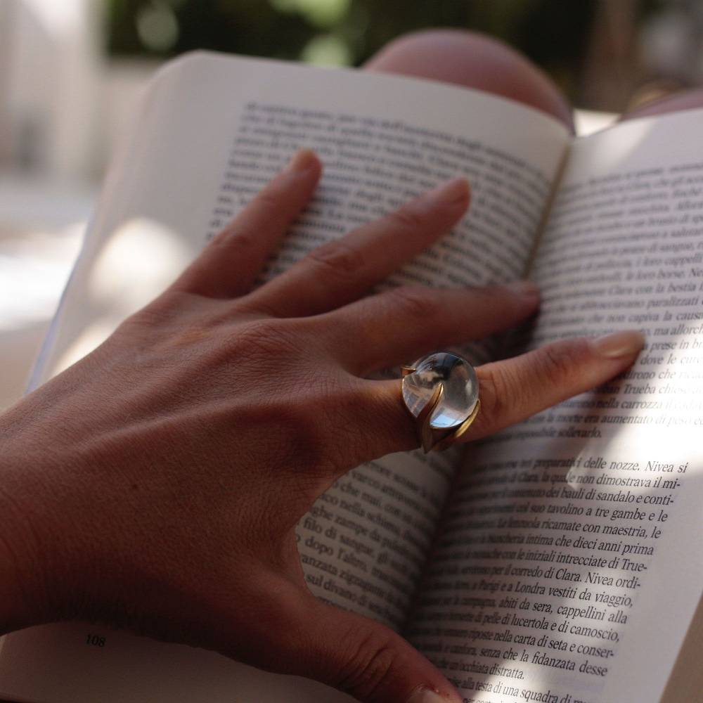 Paola Grande Gioielli SOLIS Anello 'Solis' In Bronzo Con Cristallo Di Rocca