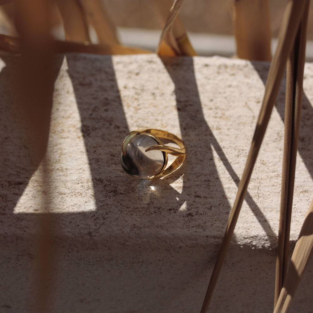 Paola Grande Gioielli SOLIS Anello 'Solis' In Bronzo Con Cristallo Di Rocca