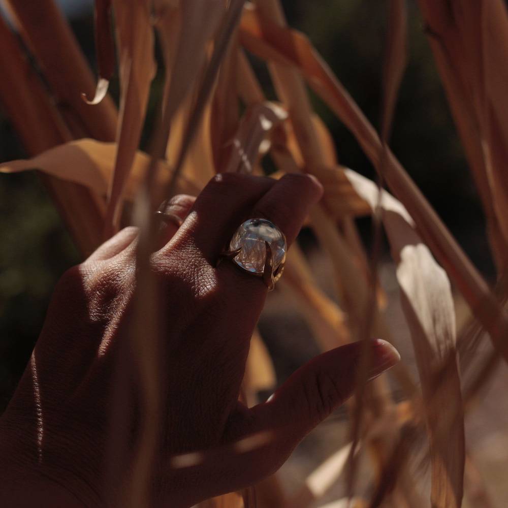 Paola Grande Gioielli SOLIS Anello 'Solis' In Bronzo Con Cristallo Di Rocca