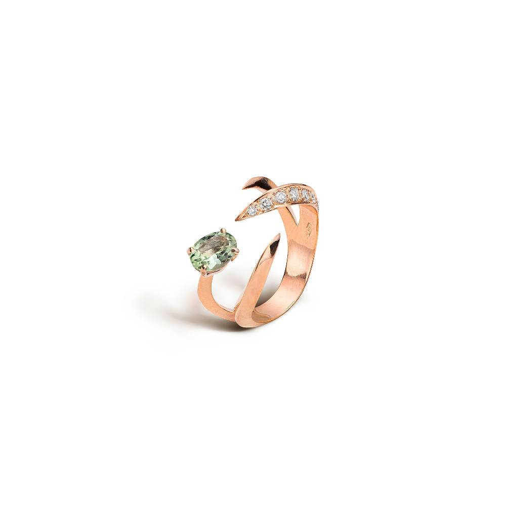 Paola Grande Gioielli SOLIS Anello 'Solis' Quattro Elementi In Oro Rosa E Tormalina