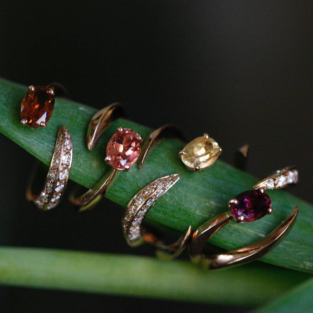 Paola Grande Gioielli SOLIS Anello 'Solis' Quattro Elementi In Oro Rosa E Tormalina