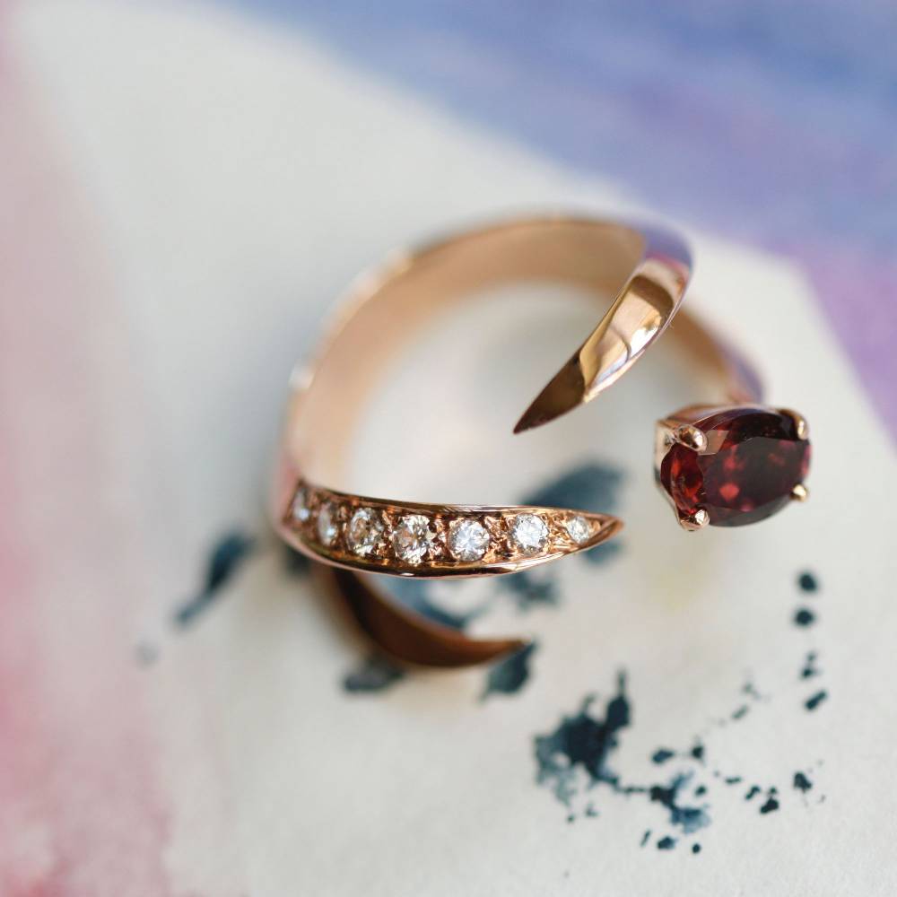 Paola Grande Gioielli SOLIS Anello 'Solis' Quattro Elementi In Oro Rosa E Tormalina