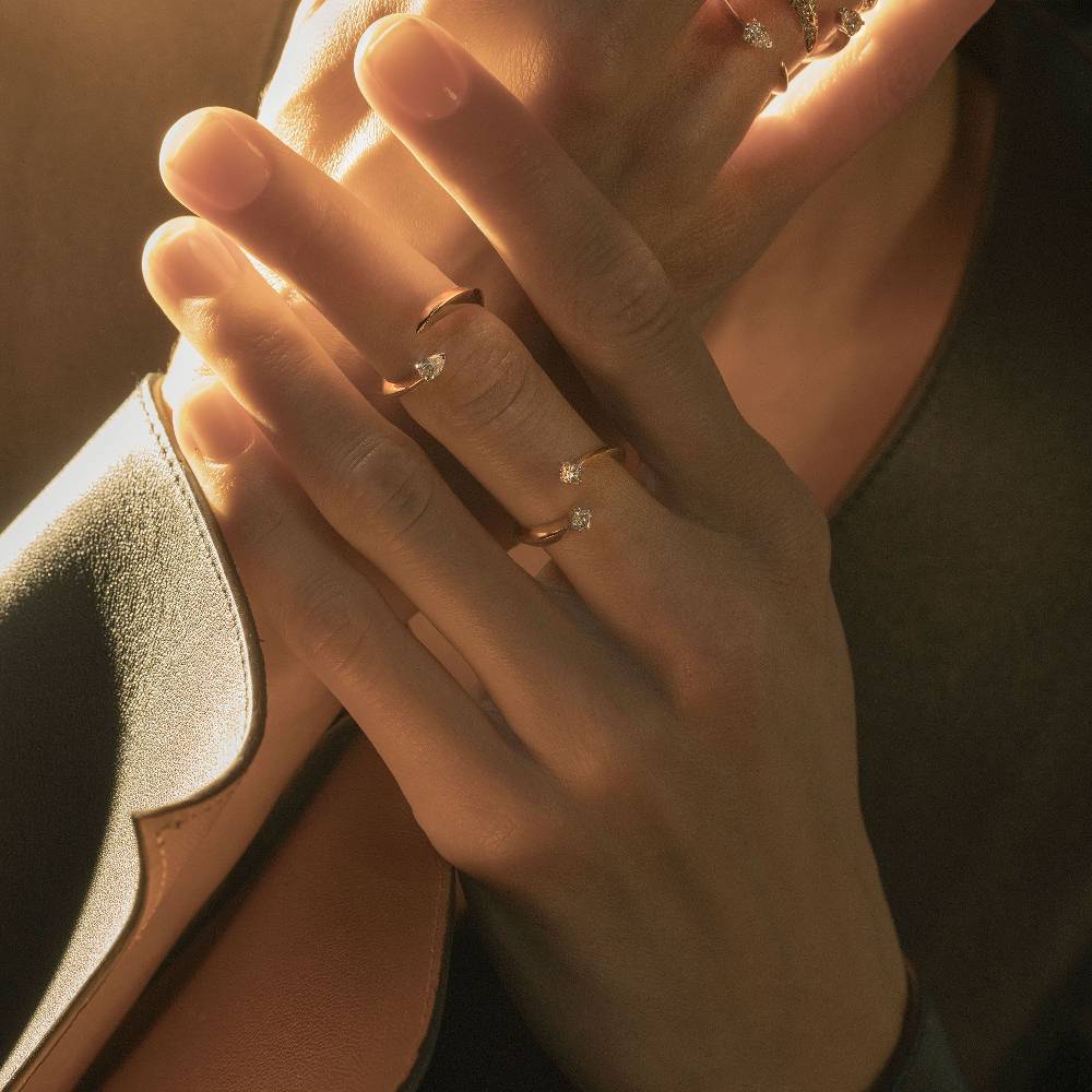 Paola Grande Gioielli SOLIS Anello 'Solis' Rosa Due Elementi Con Goccia