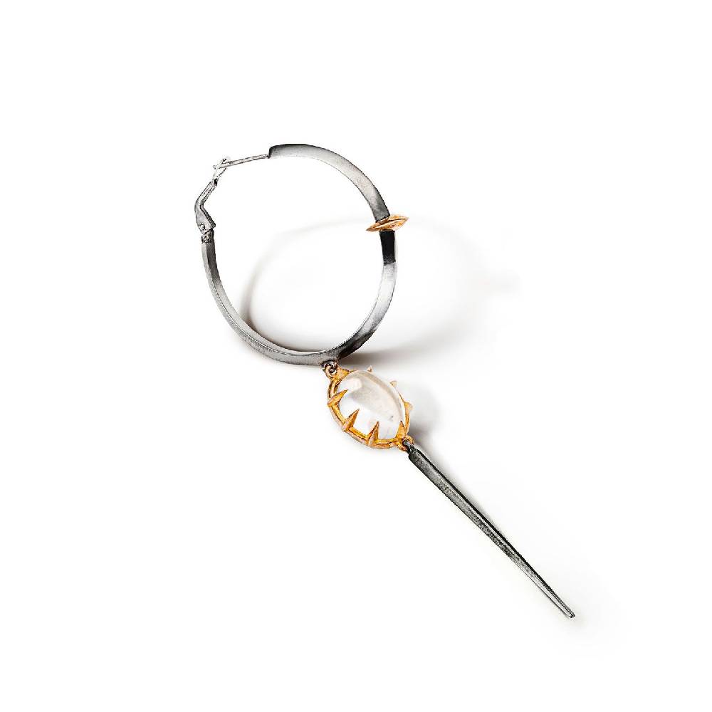 Paola Grande Gioielli SOLIS Mono orecchino "Solis"cerchio grande con cristallo di rocca e spillo