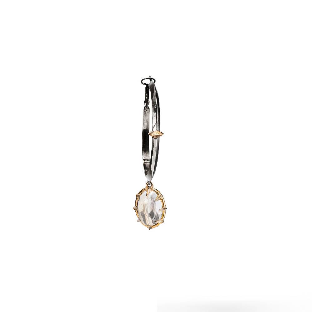 Paola Grande Gioielli SOLIS Mono Orecchino 'Solis' Con Cerchio Grande E Cristallo Di Rocca