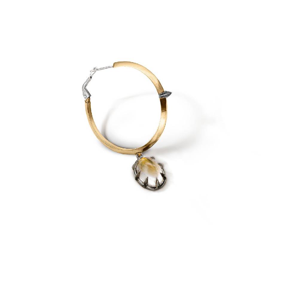 Paola Grande Gioielli SOLIS Orecchino cerchio 'Solis' grande in bronzo e cristallo di rocca