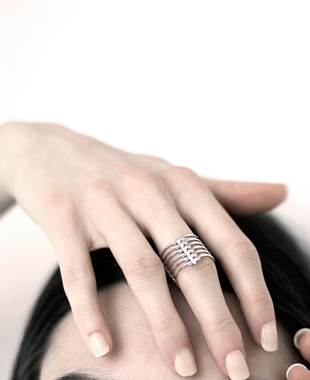 Paola Grande Gioielli SPINAE Anello 'Spinae' 6 Elementi Oro Bianco