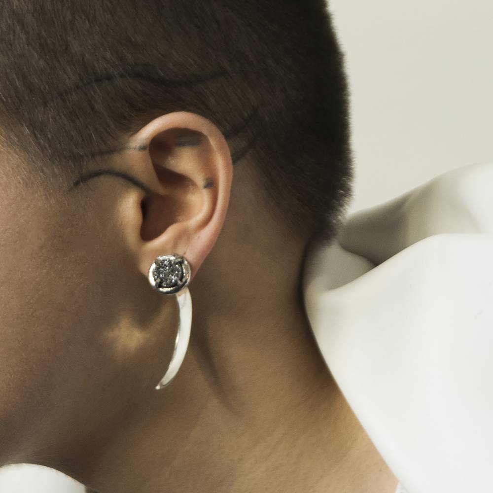 Paola Grande Gioielli UNCINI Uncino Con Drusa Platino