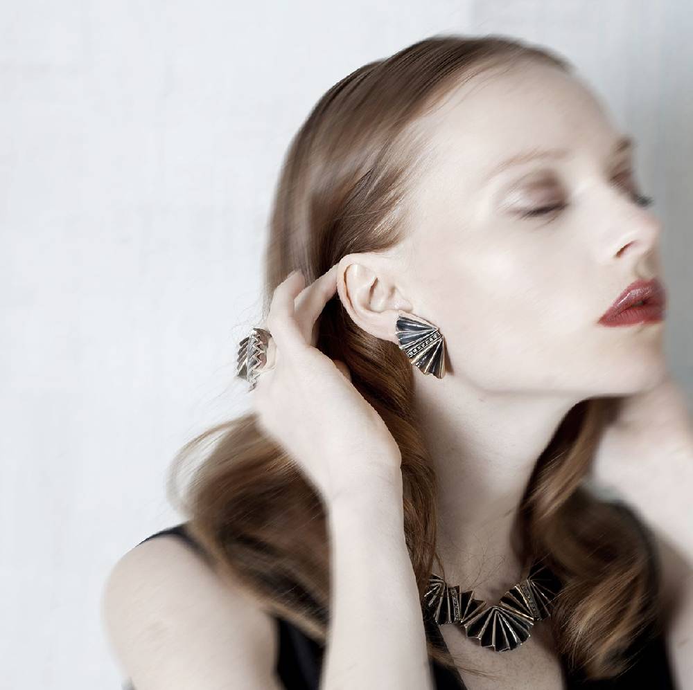 Paola Grande Gioielli VENTAGLI Orecchini 'Ventaglio' Bicolor Con Pietre