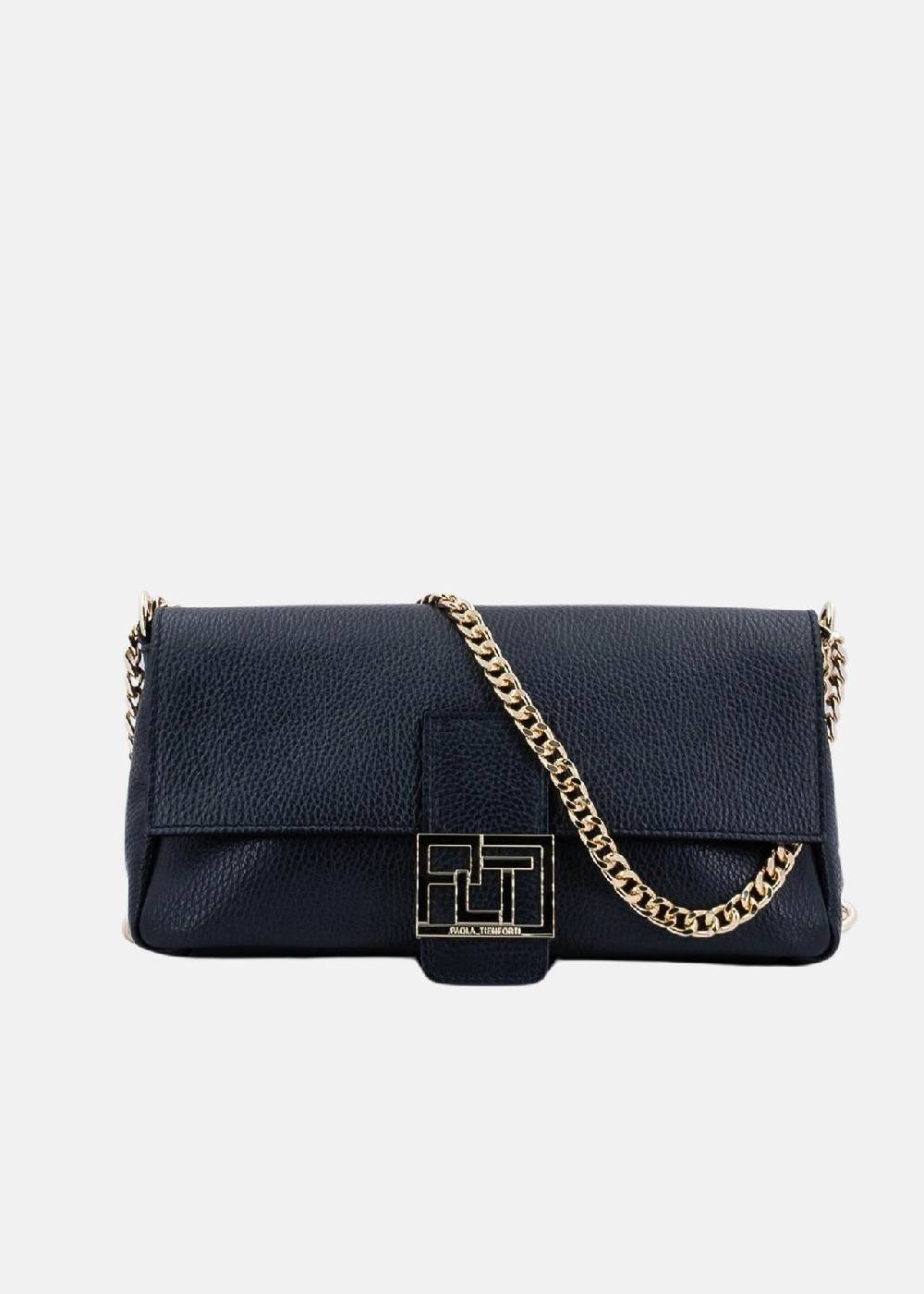 Paola T. Baguette medium in pelle morbida con dettagli oro