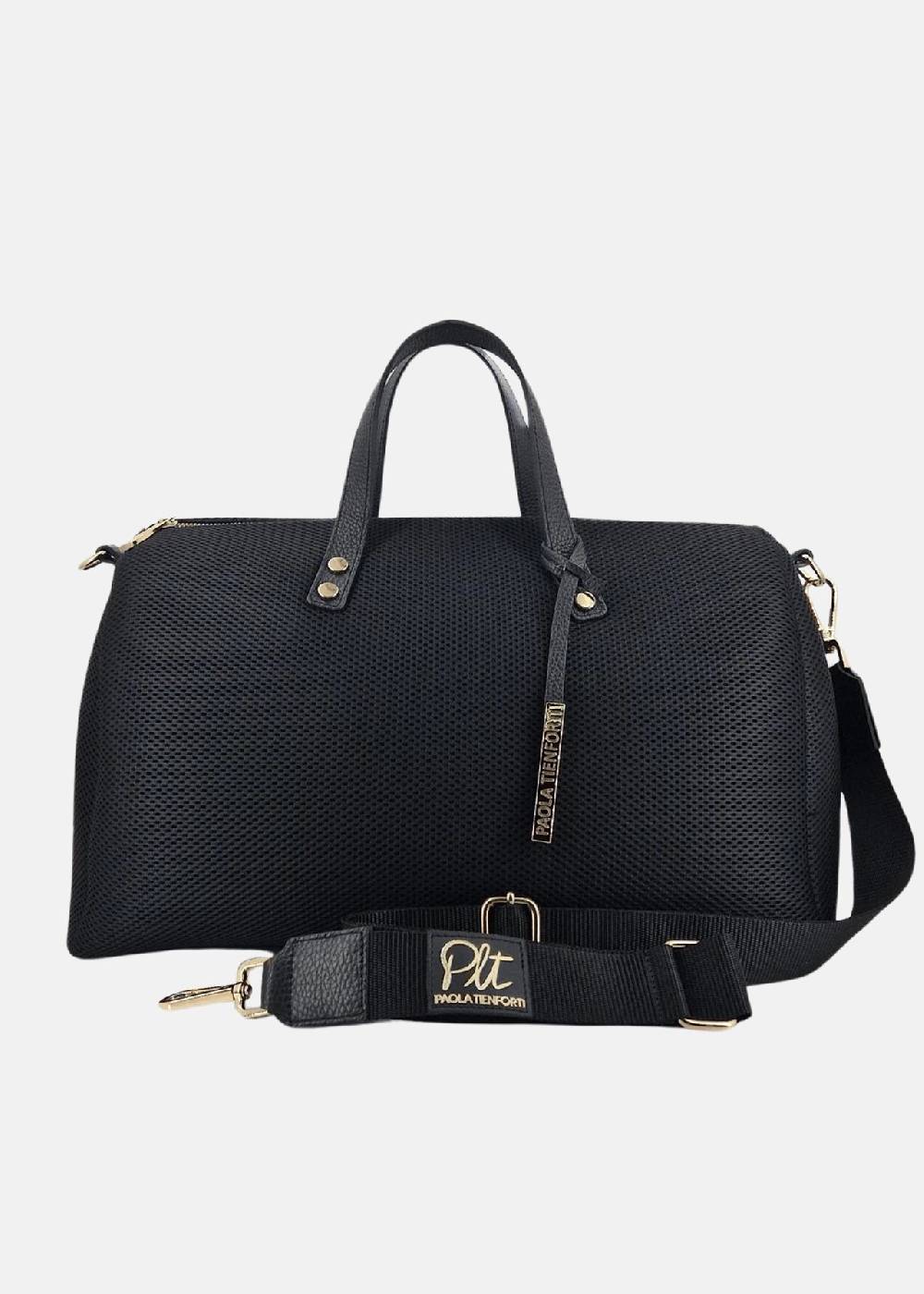 Paola T. Bauletto large in traforato con dettagli oro