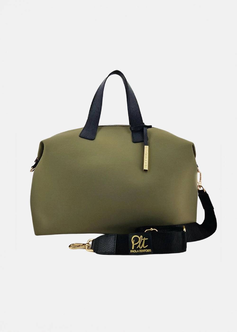 Paola T. Bauletto medium in neoprene con dettagli oro