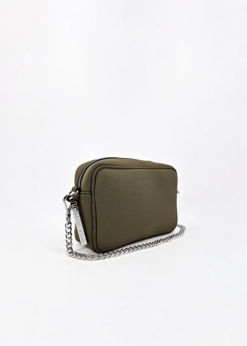 Paola T. Borsa A Tracolla In Neoprene Con Dettagli Argento