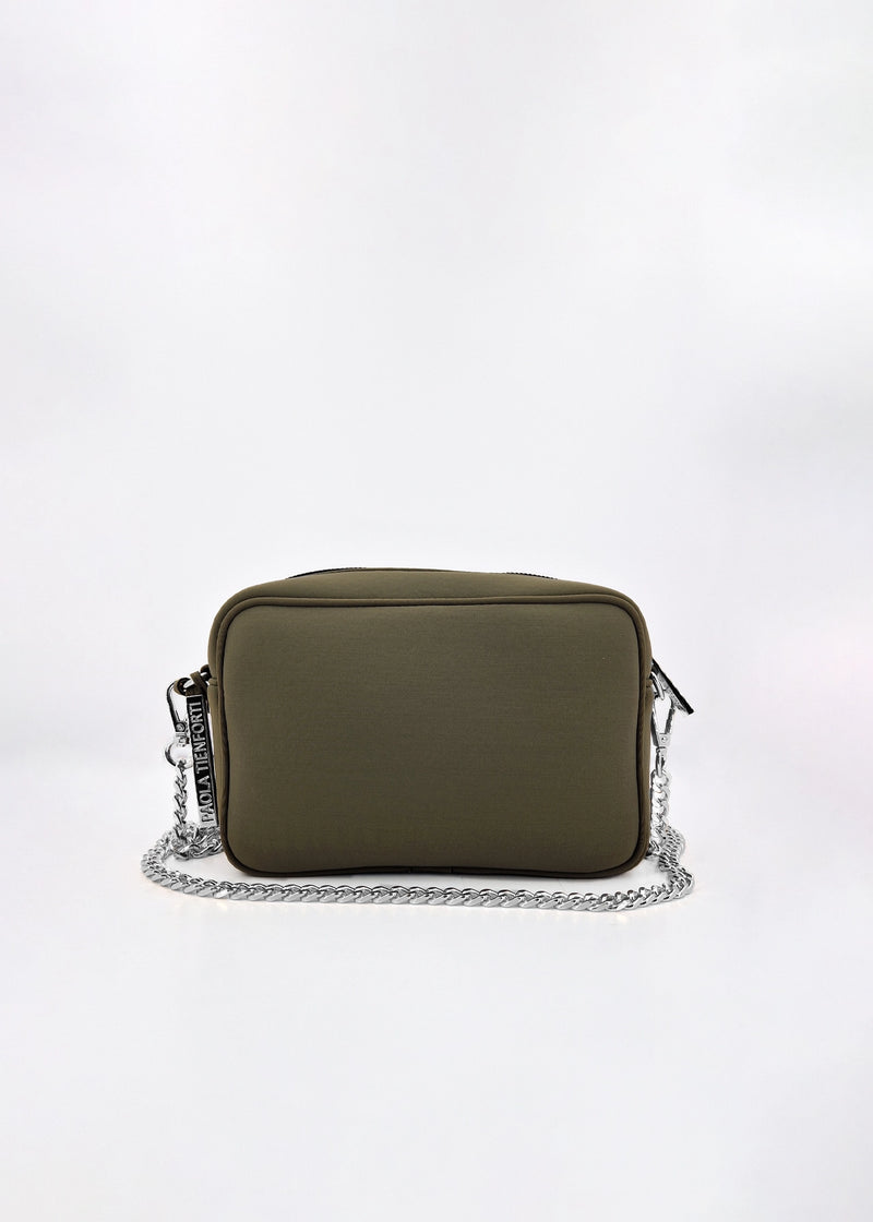 Paola T. Borsa A Tracolla In Neoprene Con Dettagli Argento