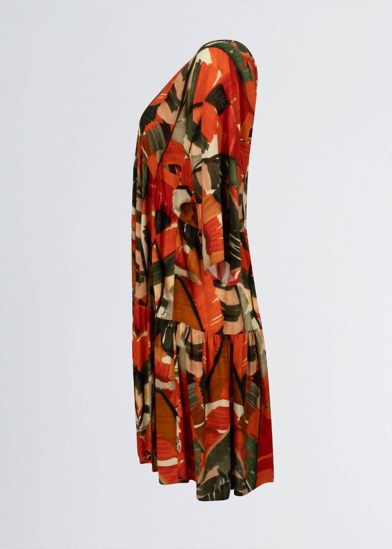 Paola T. Abito In Viscosa Stampa Palm