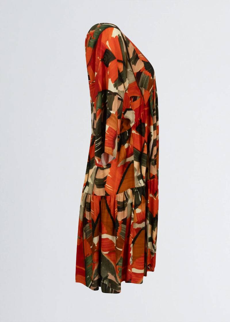 Paola T. Abito In Viscosa Stampa Palm