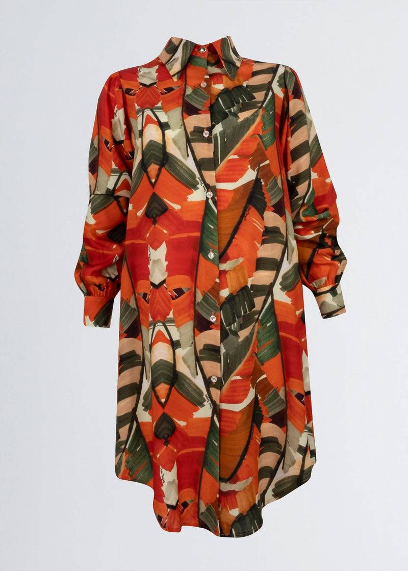 Paola T. Abito In Viscosa Stampa Palm