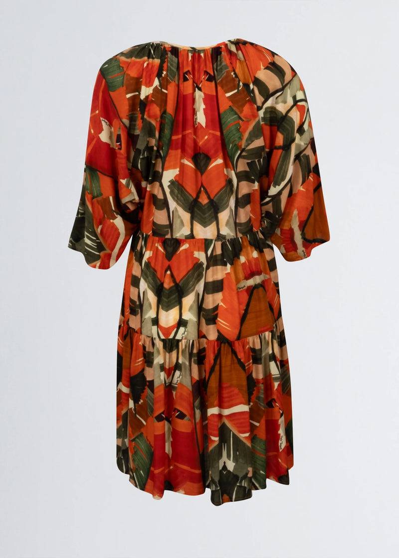 Paola T. Abito In Viscosa Stampa Palm