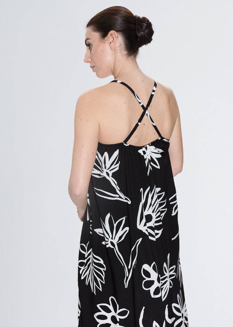 Paola T. Abito Lungo Fantasia Fiore Bianco