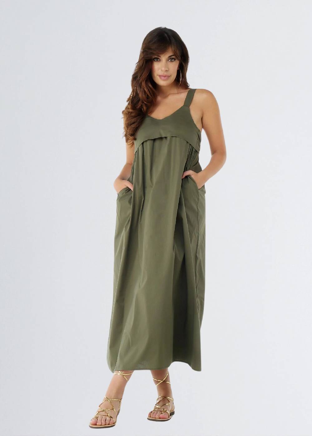 Paola T. Abito lungo in cotone popelin