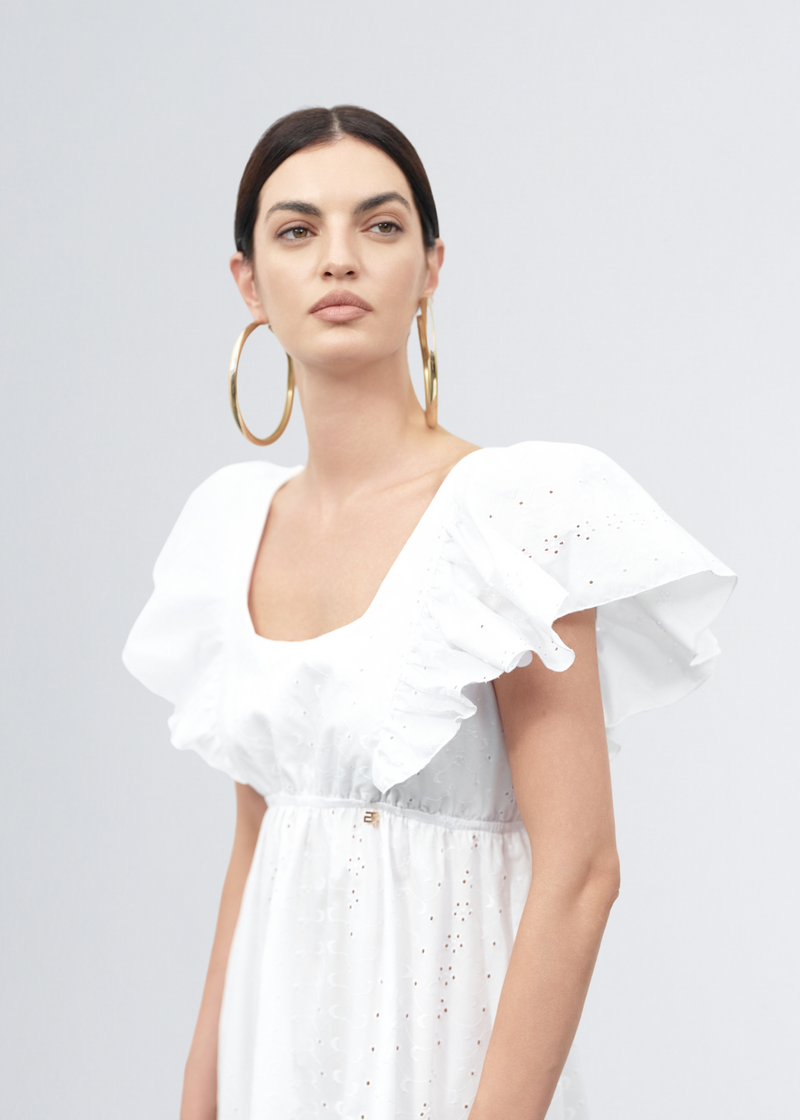 Paola T. Abito Lungo In Cotone Sangallo