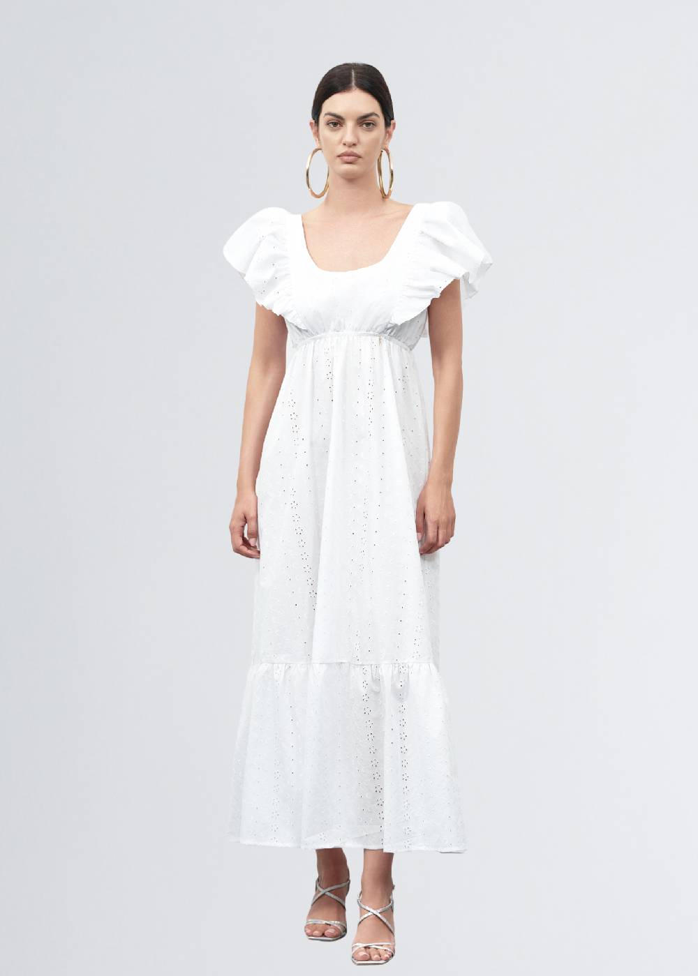 Paola T. Abito lungo in cotone sangallo