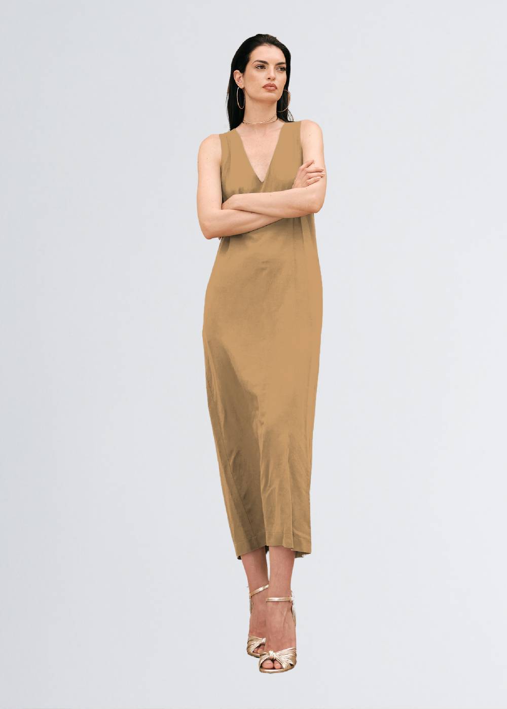 Paola T. Abito lungo in lino e viscosa