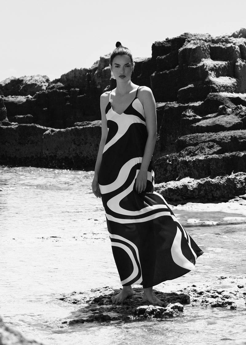 Paola T. Abito Lungo In Stampa Wave