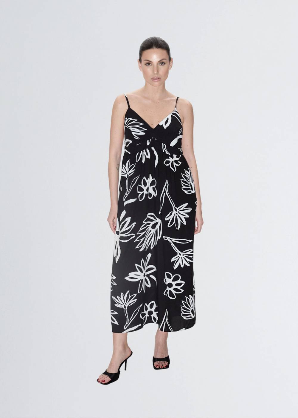 Paola T. Abito midi fantasia fiore bianco