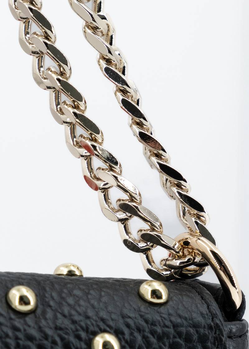 Paola T. Baguette Mini In Pelle Con Rivetti Oro