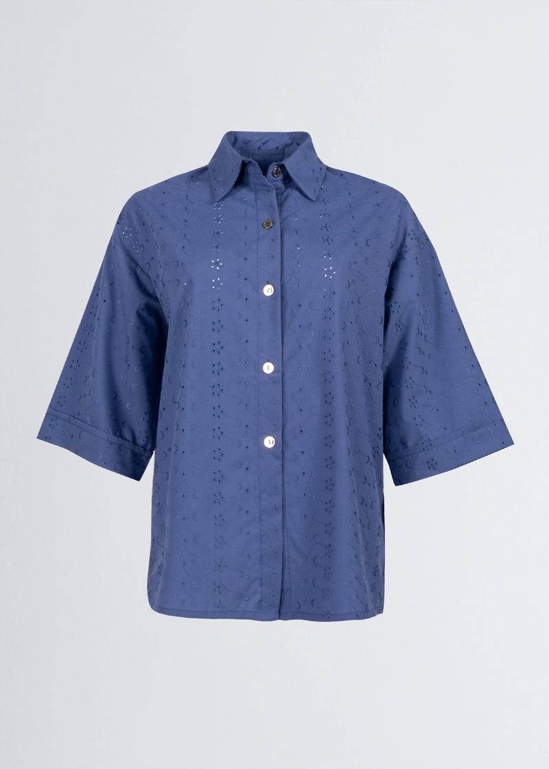 Paola T. Camicia In Cotone Sangallo