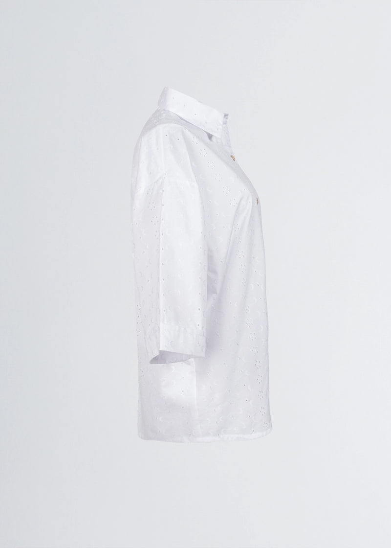 Paola T. Camicia In Cotone Sangallo