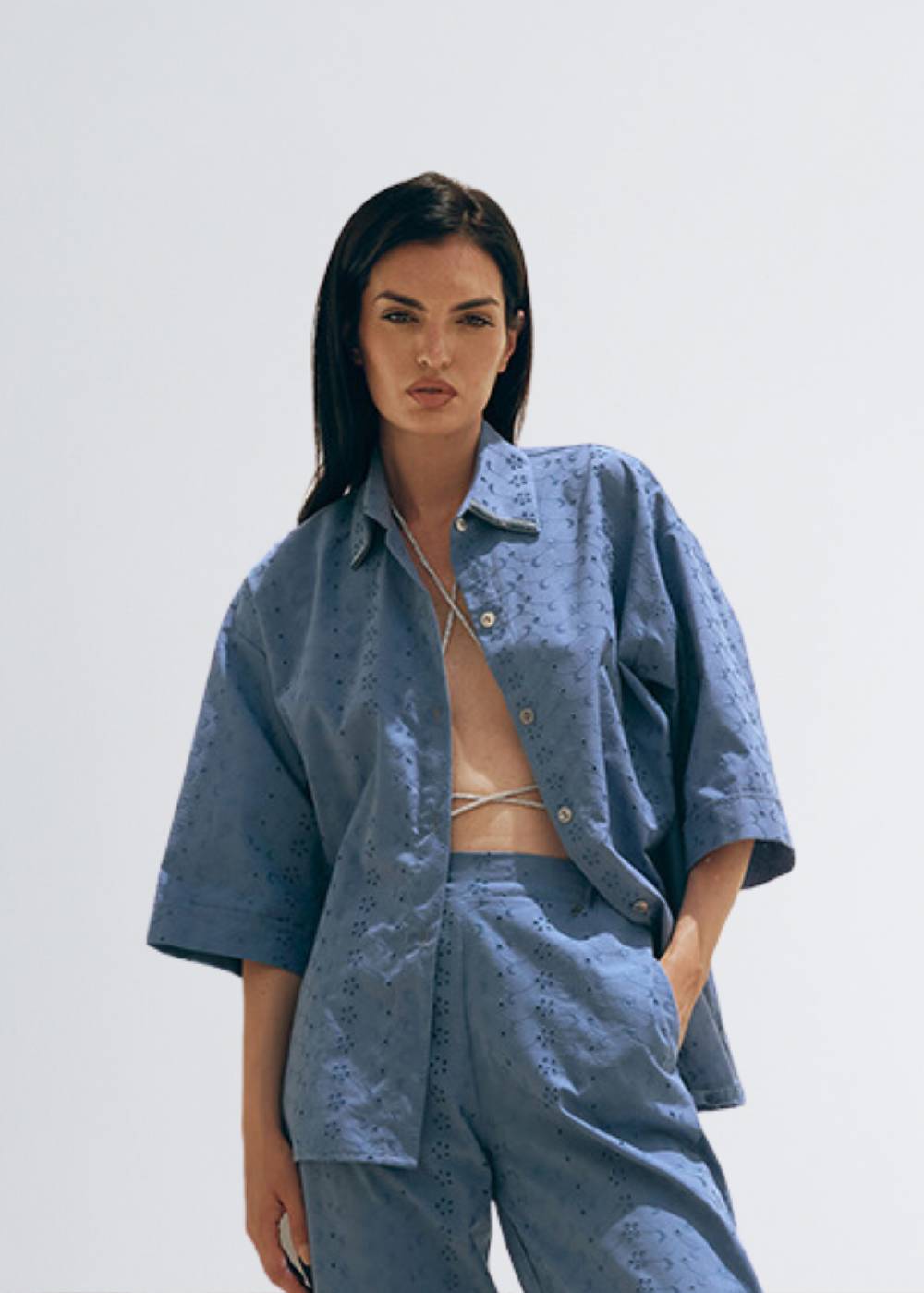 Paola T. Camicia In cotone sangallo