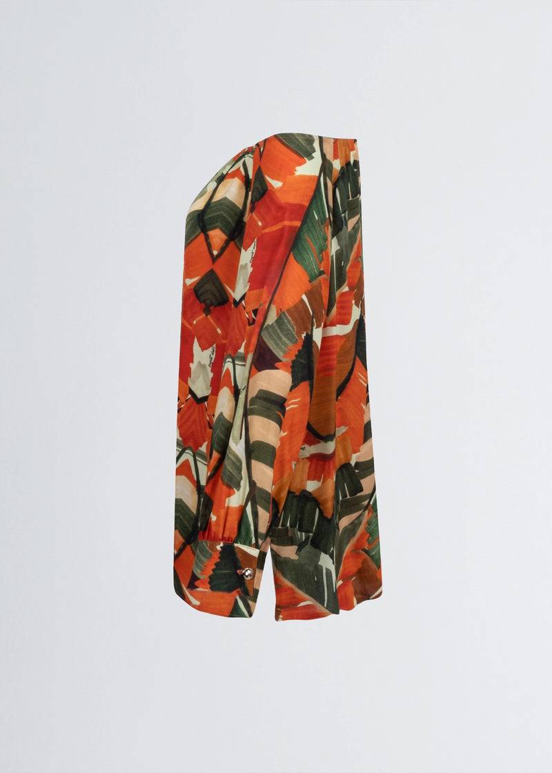 Paola T. Camicia In Viscosa Stampa Palm Orange