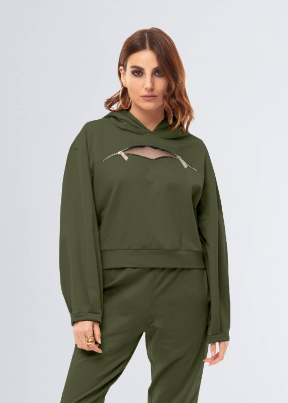 Paola T. Felpa con cappuccio e zip