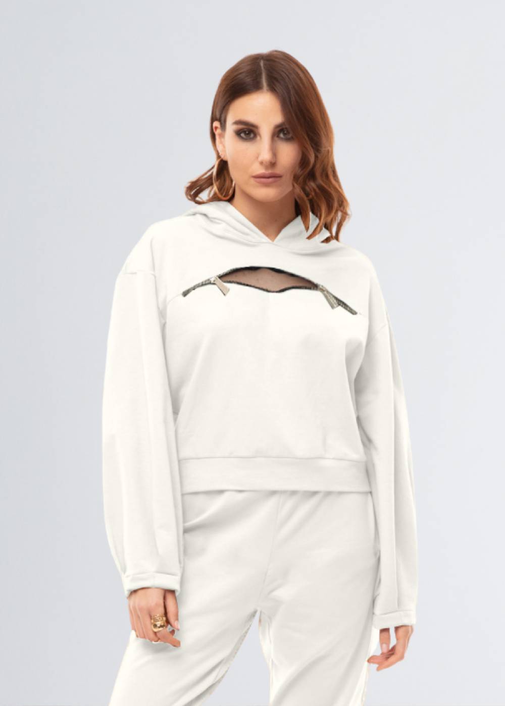 Paola T. Felpa con cappuccio e zip