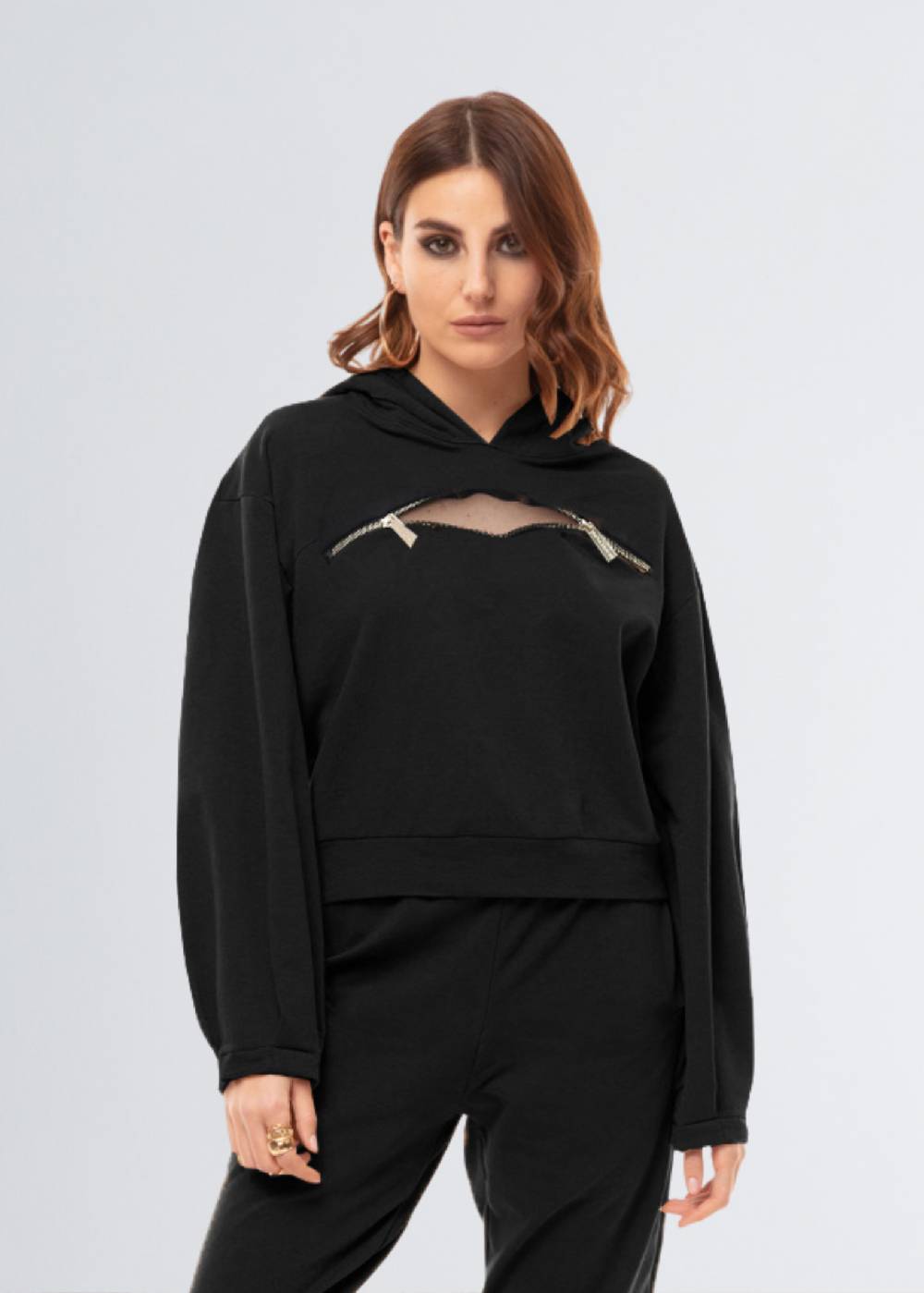 Paola T. Felpa con cappuccio e zip