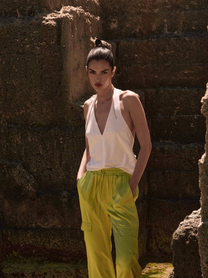 Paola T. Pantalone Cargo In Raso Di Viscosa