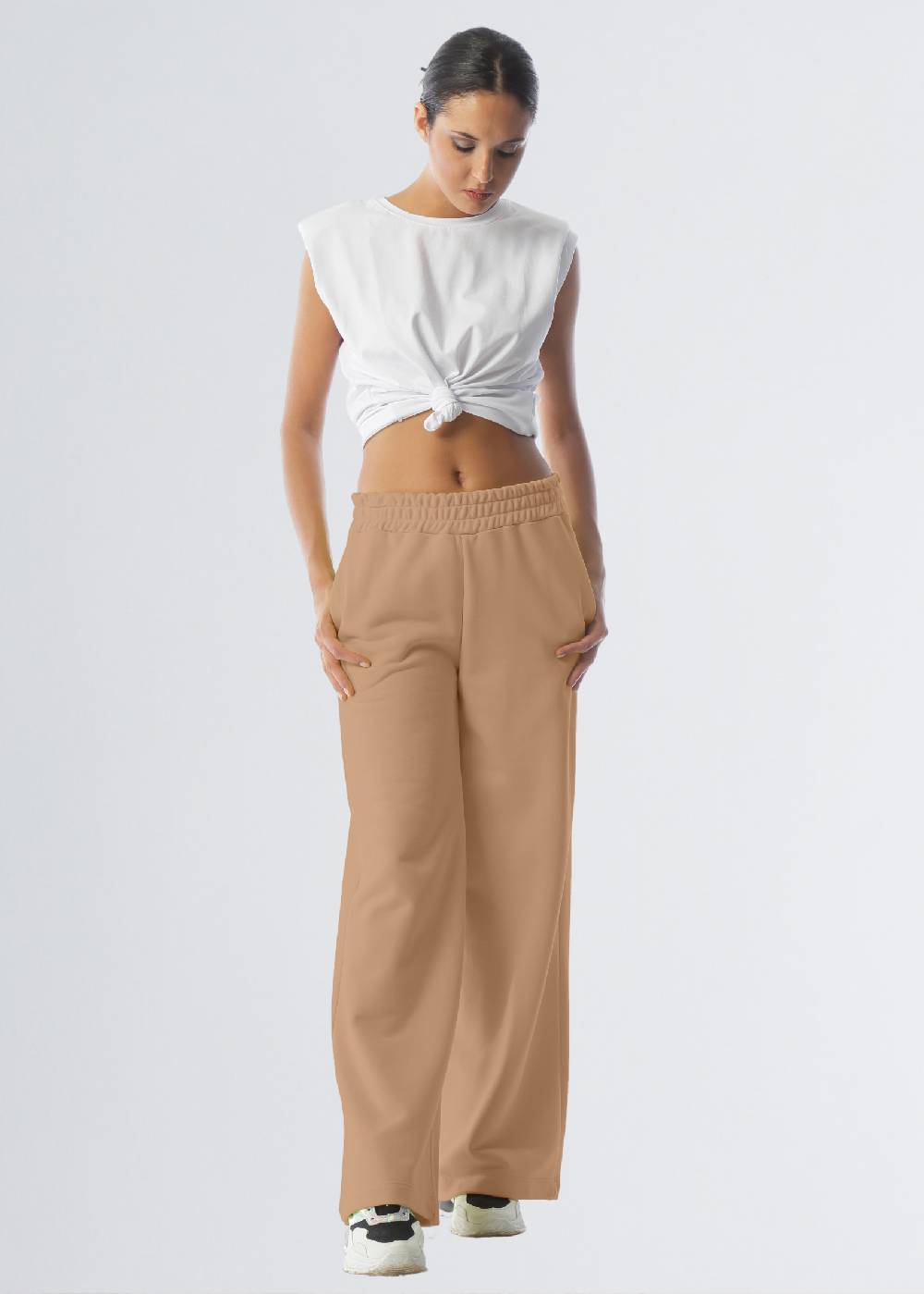 Paola T. Pantalone palazzo in cotone stretch