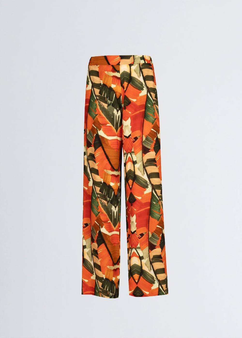 Paola T. Pantalone palazzo in viscosa stampa palm