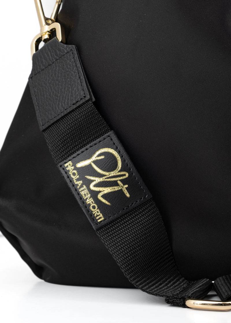 Paola T. Sacca Hobo In Nylon Con Dettagli Oro