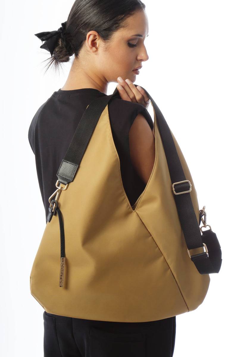 Paola T. Sacca Hobo In Nylon Con Dettagli Oro