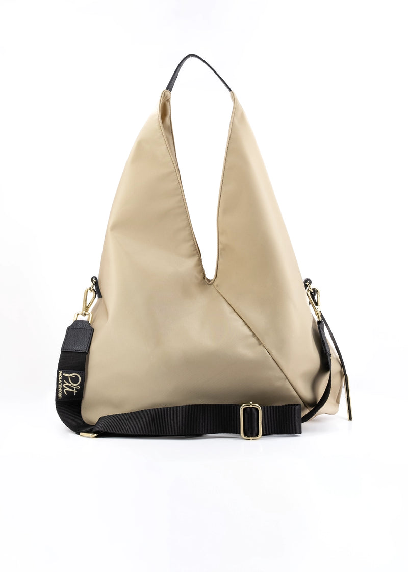 Paola T. Sacca Hobo In Nylon Con Dettagli Oro