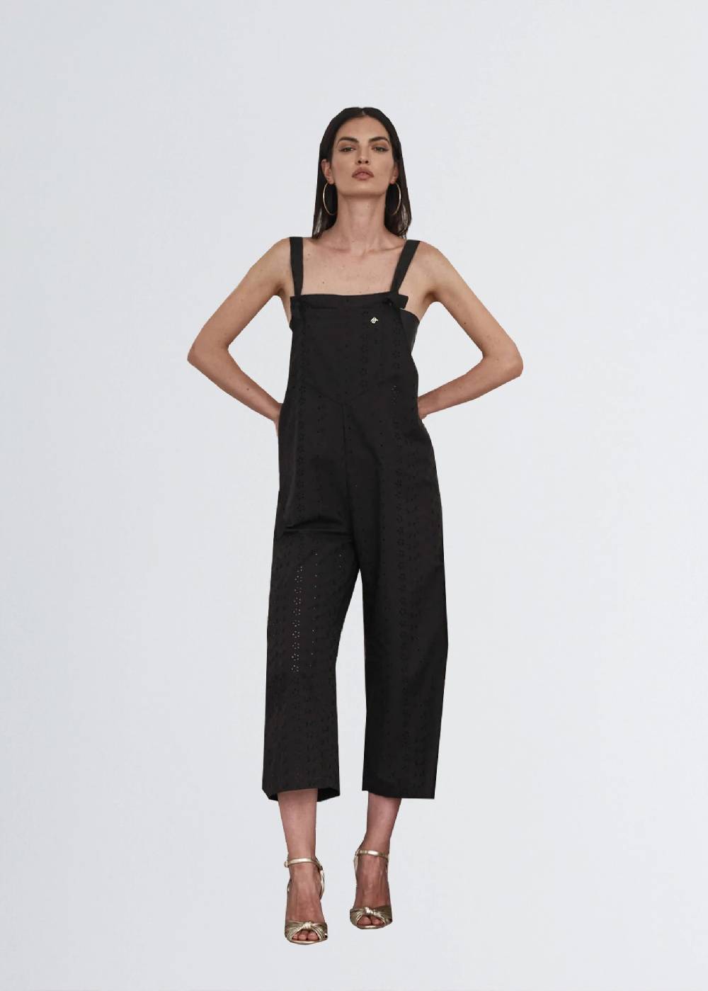 Paola T. Salopette in cotone sangallo