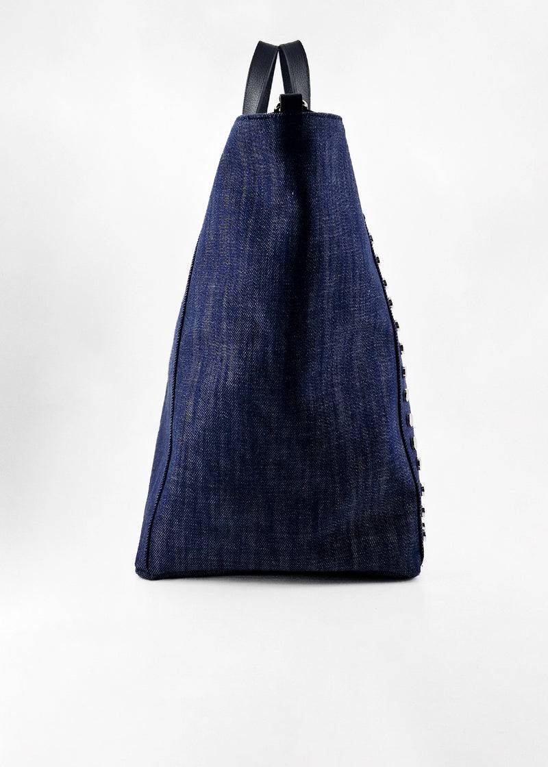 Paola T. Shopper Con Rivetti E Pendente Argento