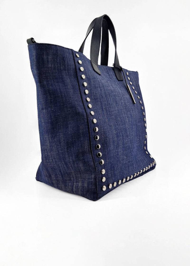 Paola T. Shopper Con Rivetti E Pendente Argento