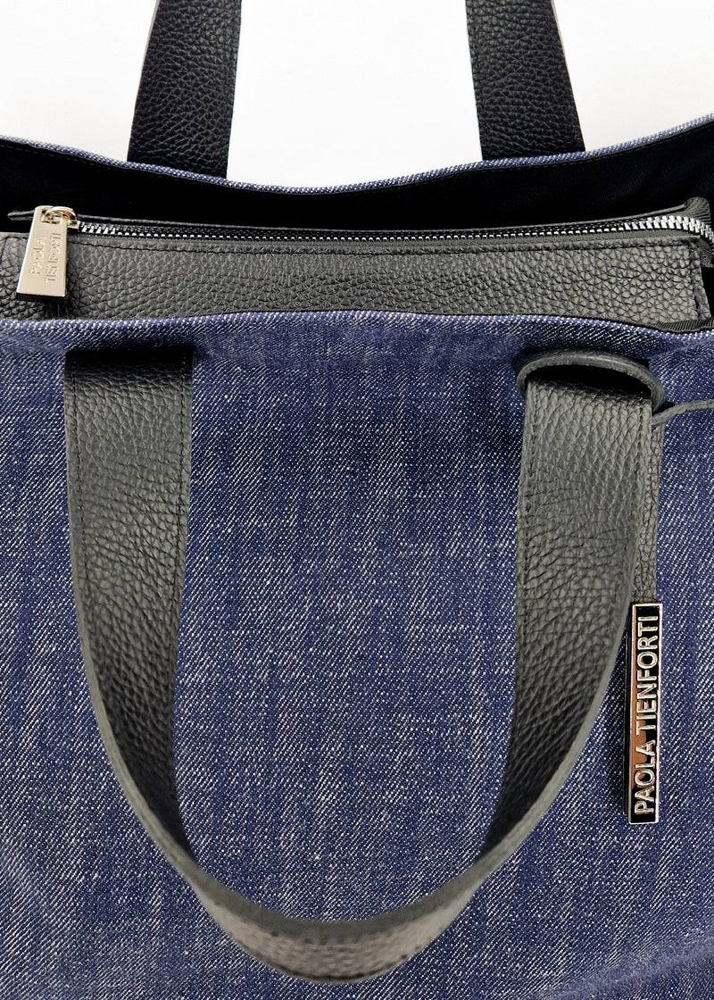 Paola T. Shopper Con Rivetti E Pendente Argento