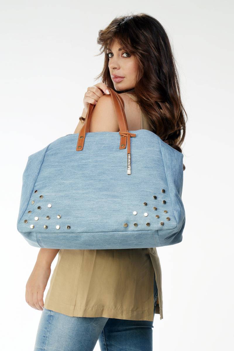 Paola T. Shopper Con Rivetti E Pendente Oro