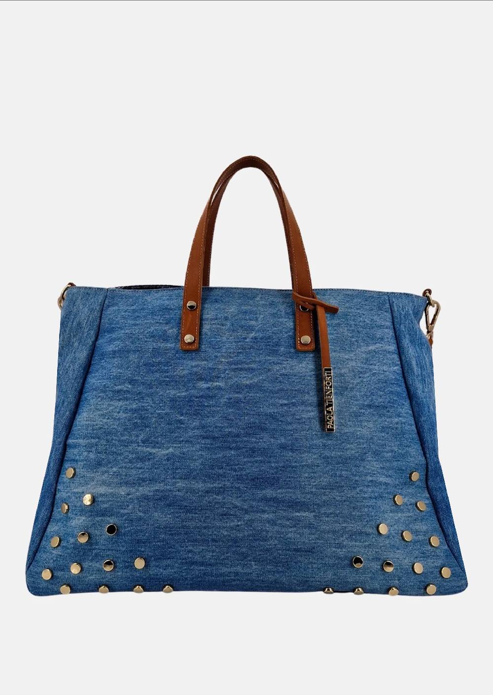 Paola T. Shopper con rivetti e pendente oro
